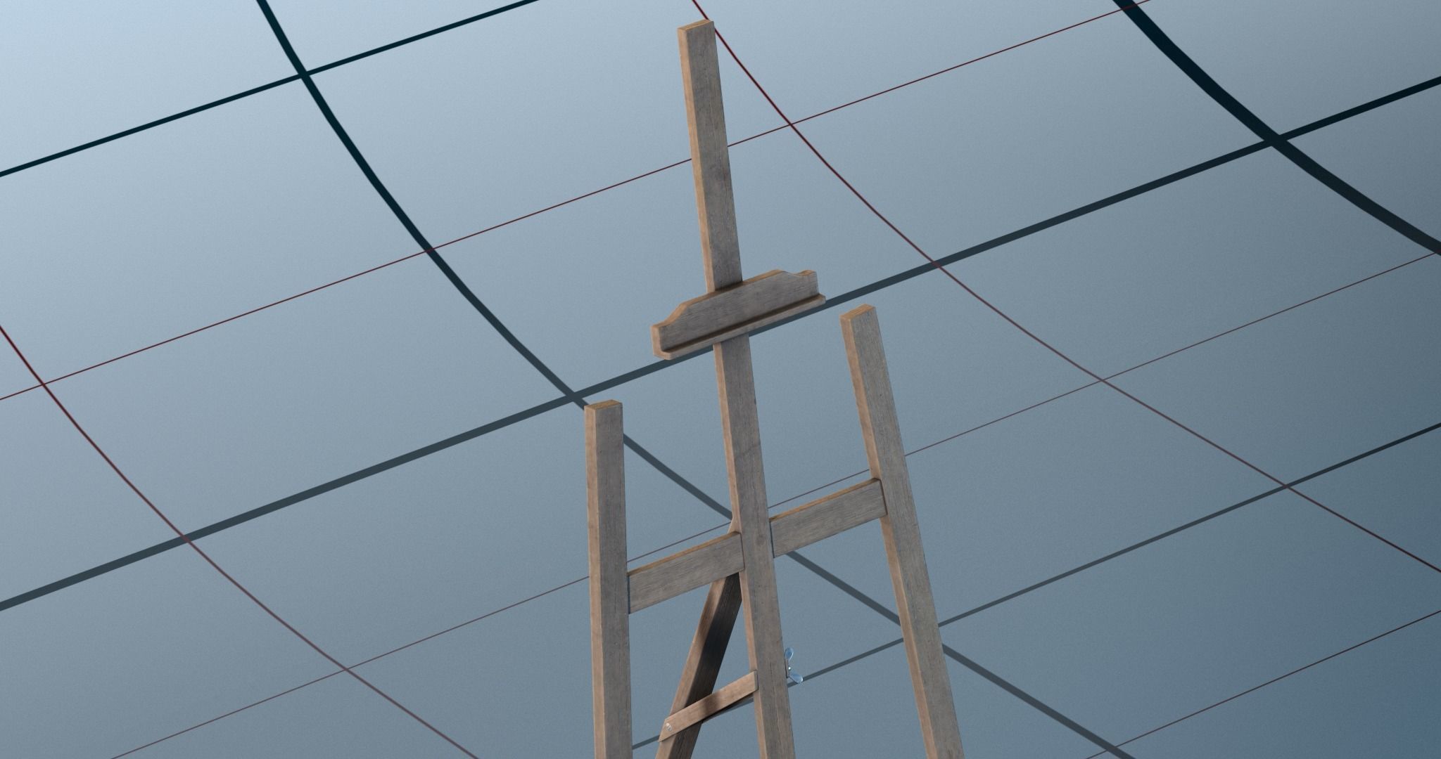Easel PBR wooden 3D model_7