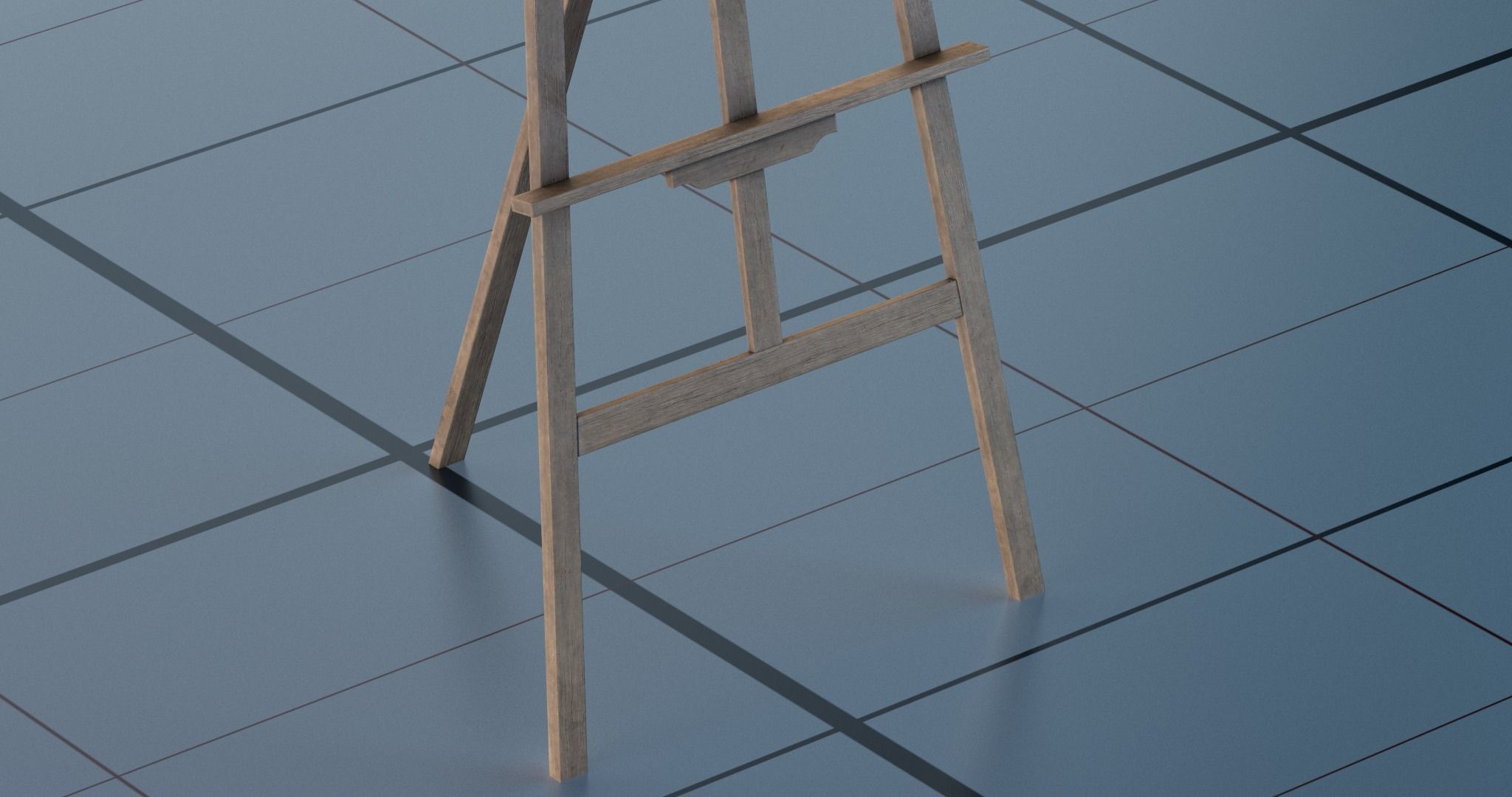 Easel PBR wooden 3D model_8