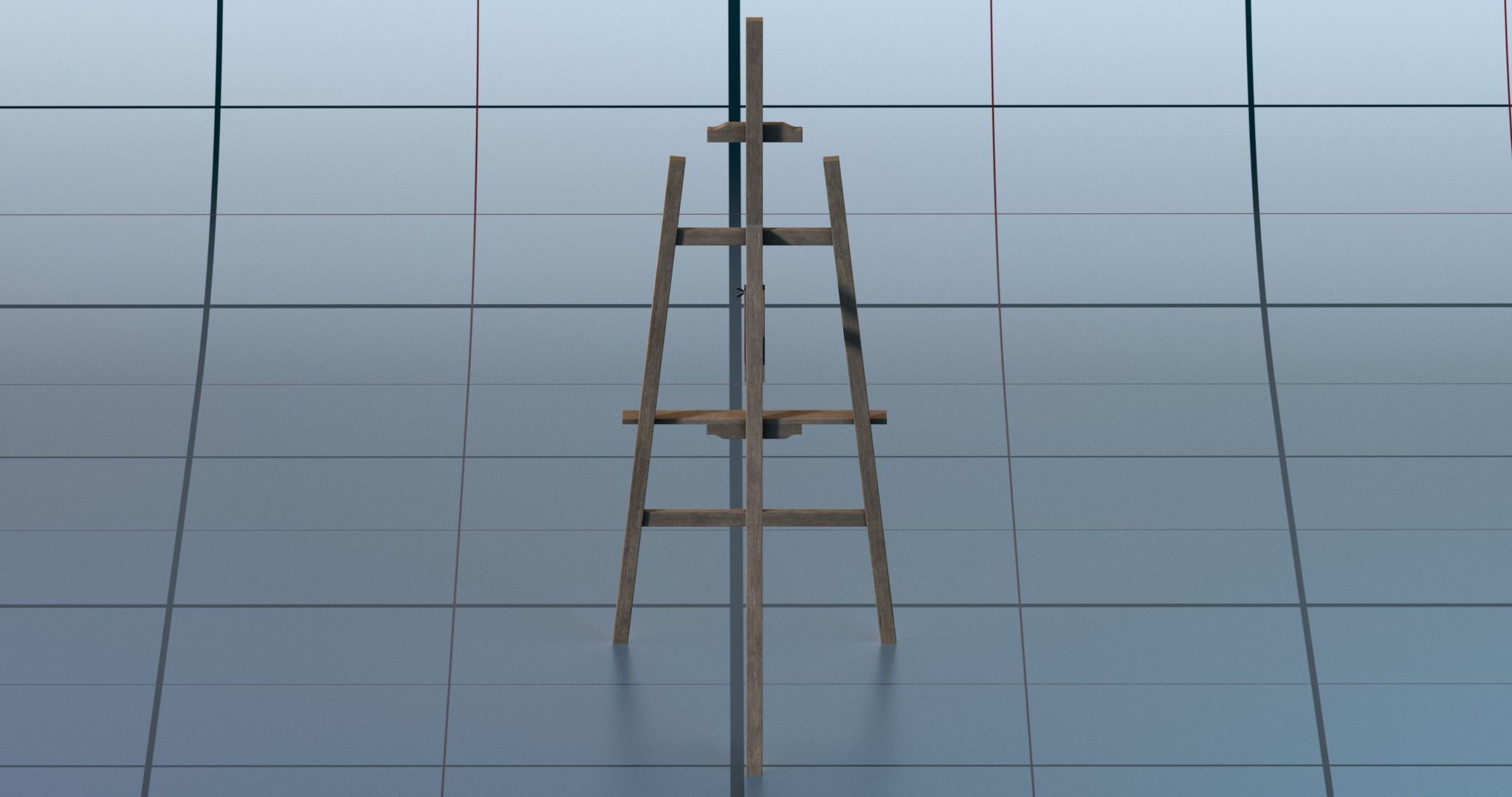 Easel PBR wooden 3D model_11