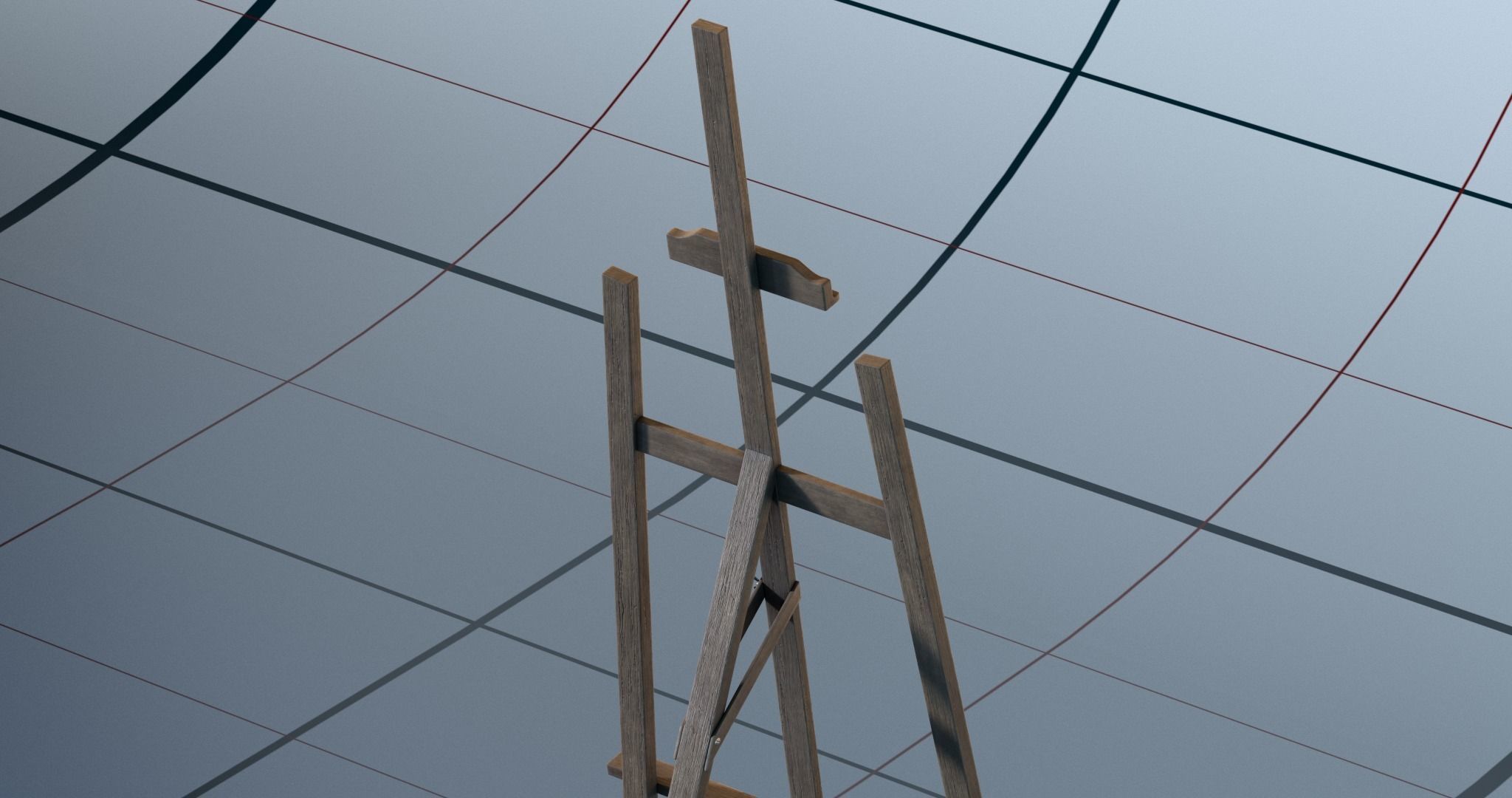 Easel PBR wooden 3D model_19
