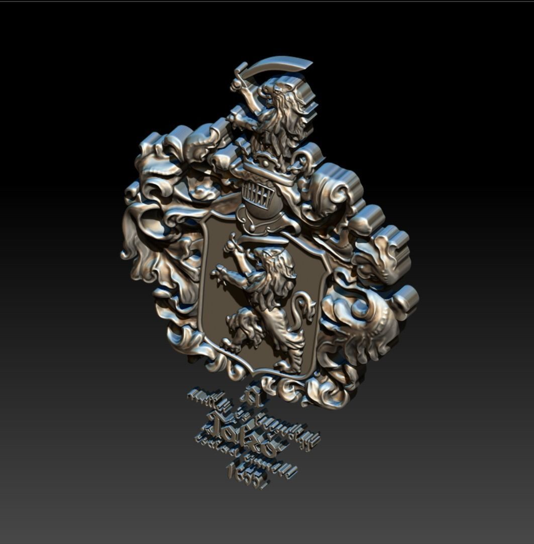 coat of arms lion 3D print model_5