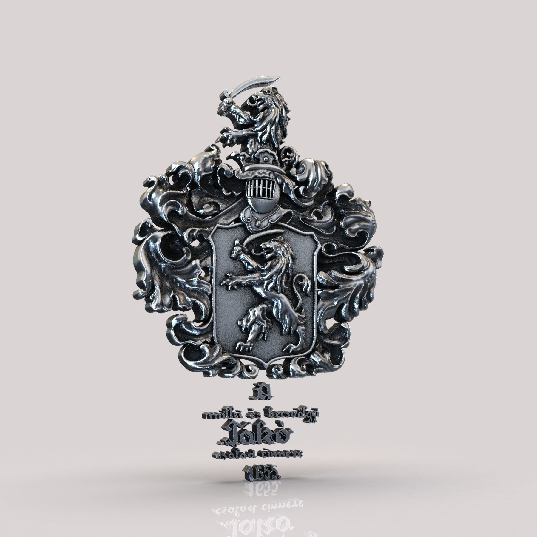 coat of arms lion 3D print model_1