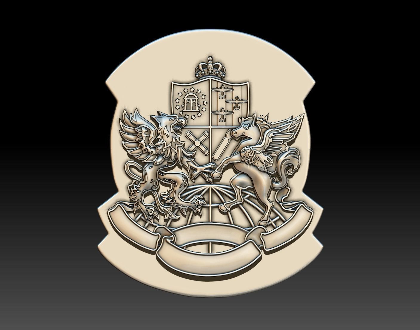coat of arms pegasus 3D print model_3