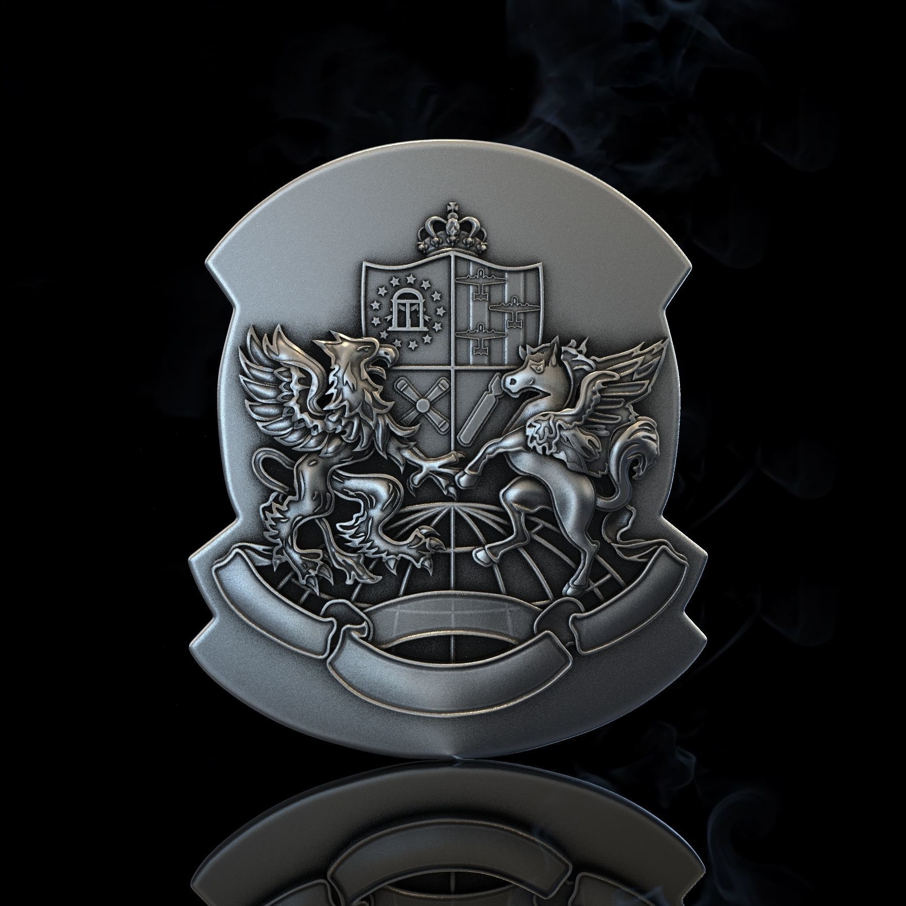coat of arms pegasus 3D print model_2