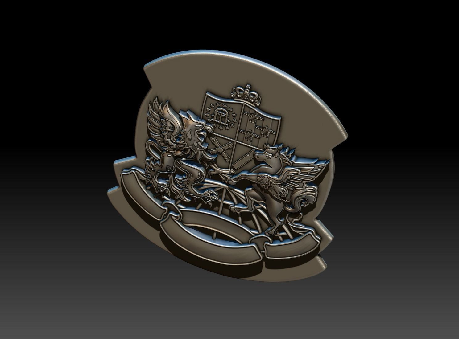 coat of arms pegasus 3D print model_5