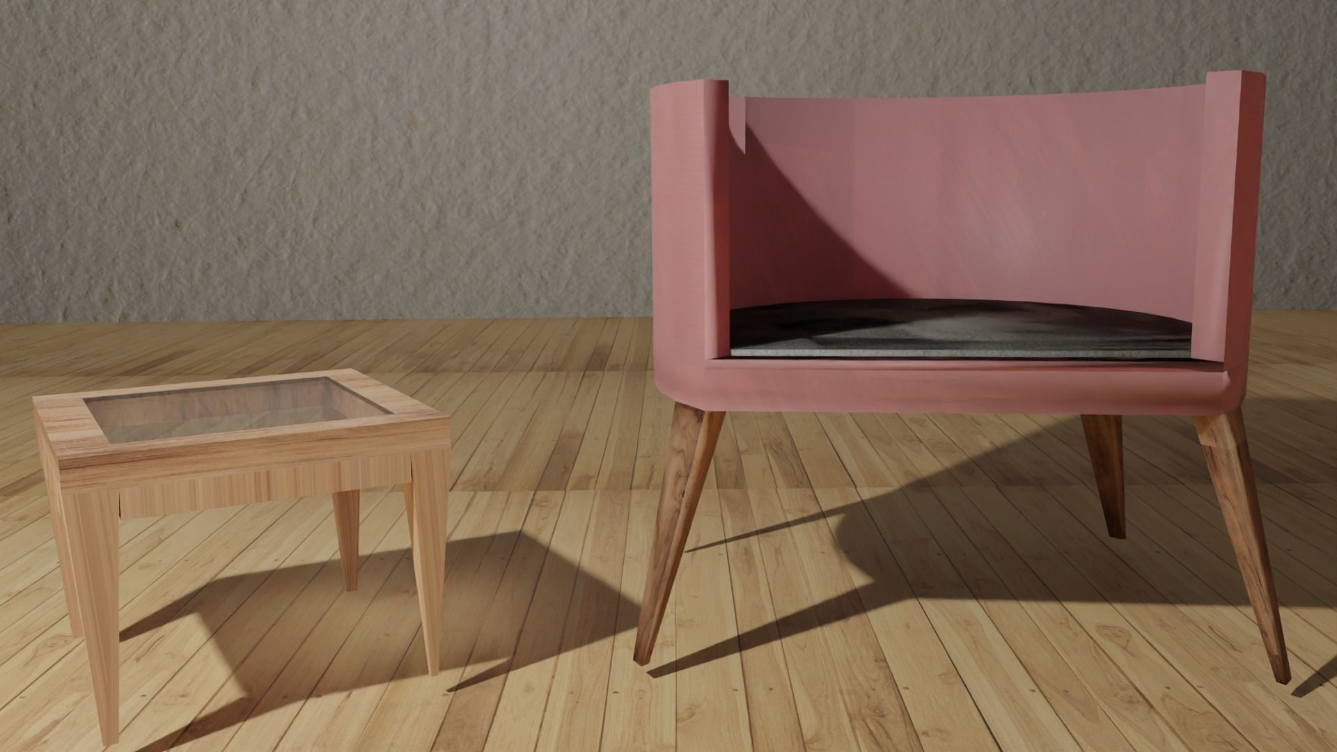 Stylish Modern Single person sofa with background 3D model_2