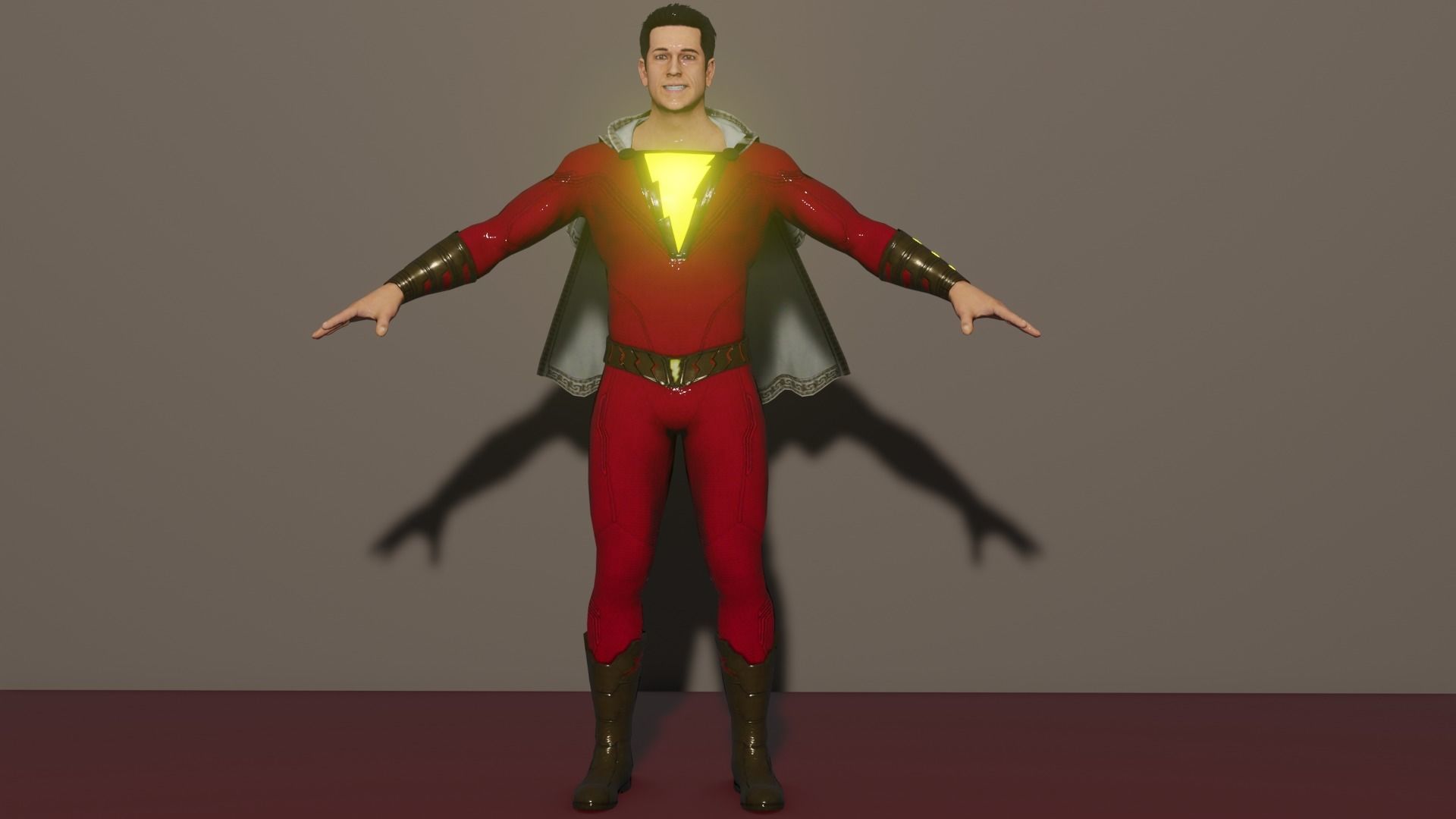 Shazam costume 3D model_2