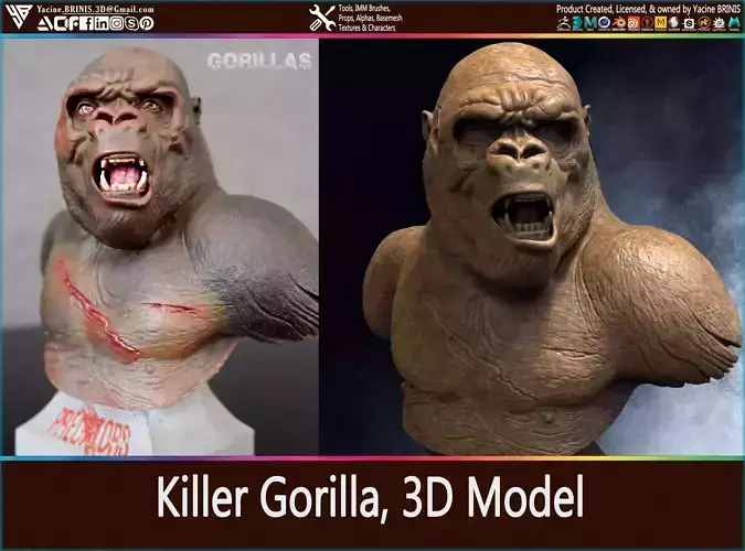 Killer Gorilla 3D Model