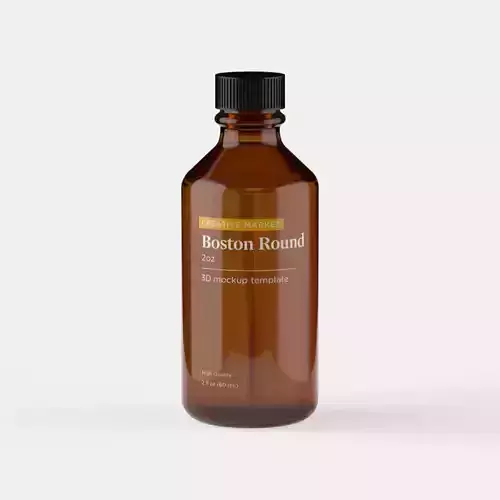 Boston Round Glass Bottle 2oz