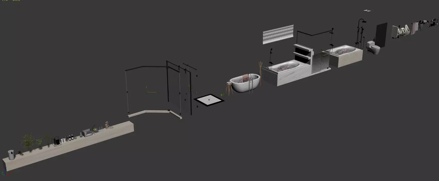 BATHROOM COLLECTION with toilet and sink 3D model