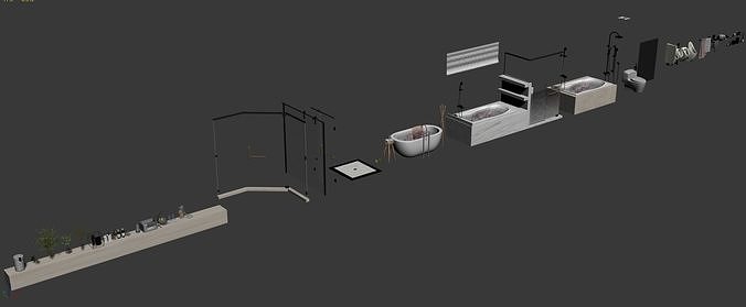 BATHROOM COLLECTION with toilet and sink 3D model