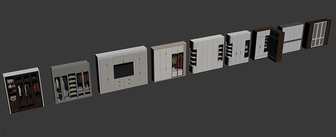 WARDROBE COLLECTION with clothes on shelves 3D model