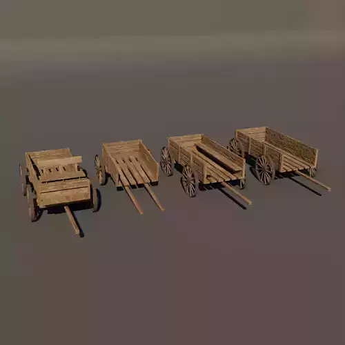 Medeival Wagons Low-poly 3D model