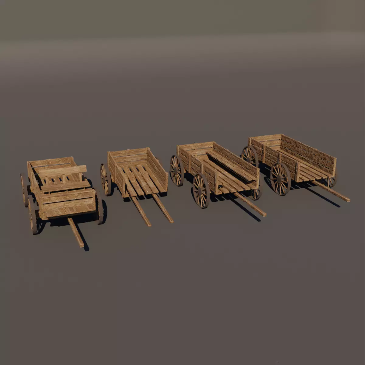 Medeival Wagons Low-poly 3D model_0