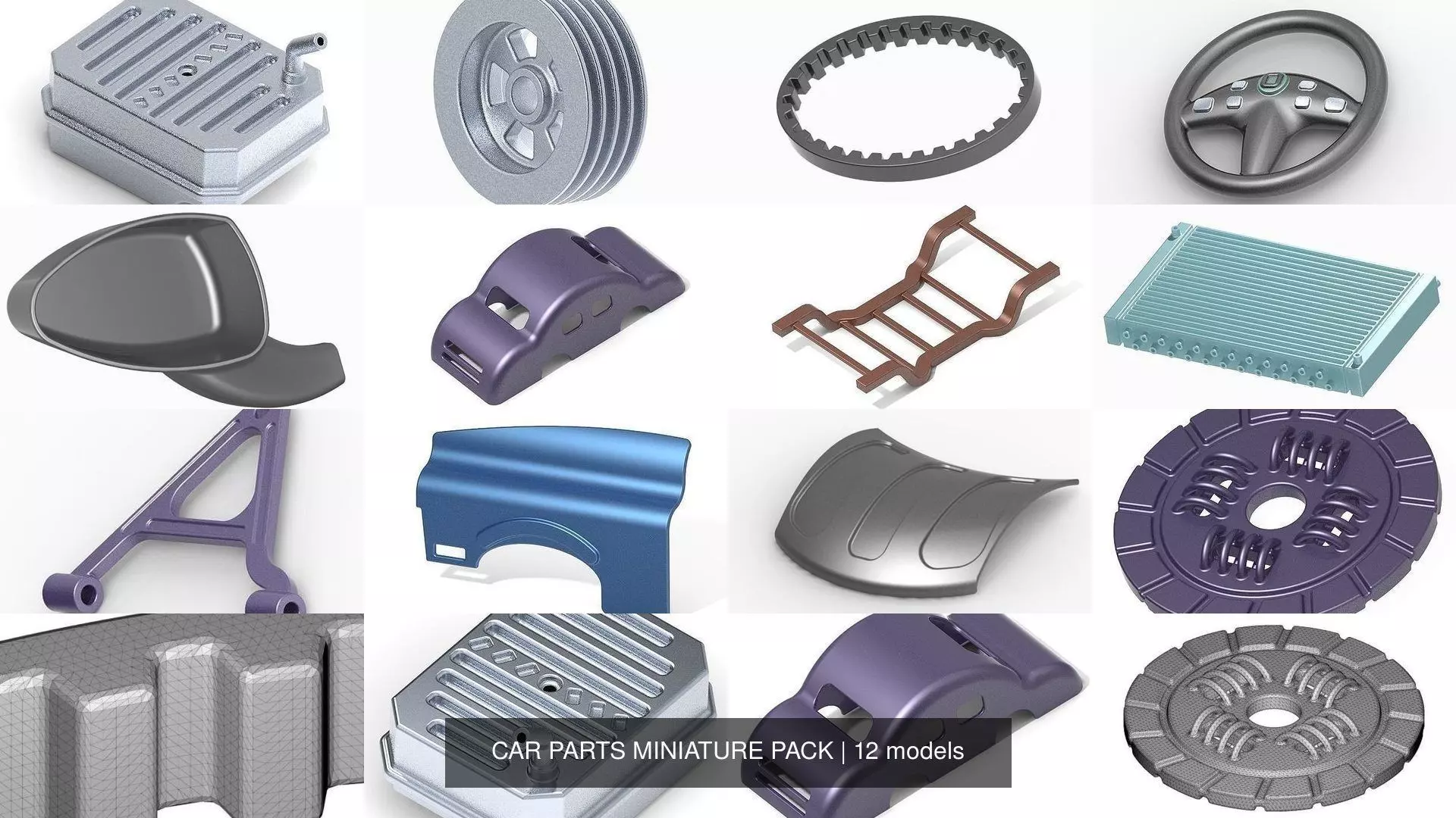 CAR PARTS MINIATURE PACK 3D Model Collection_0
