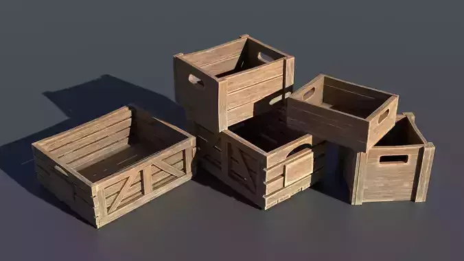 Small Wooden Crates Low-poly 3D model