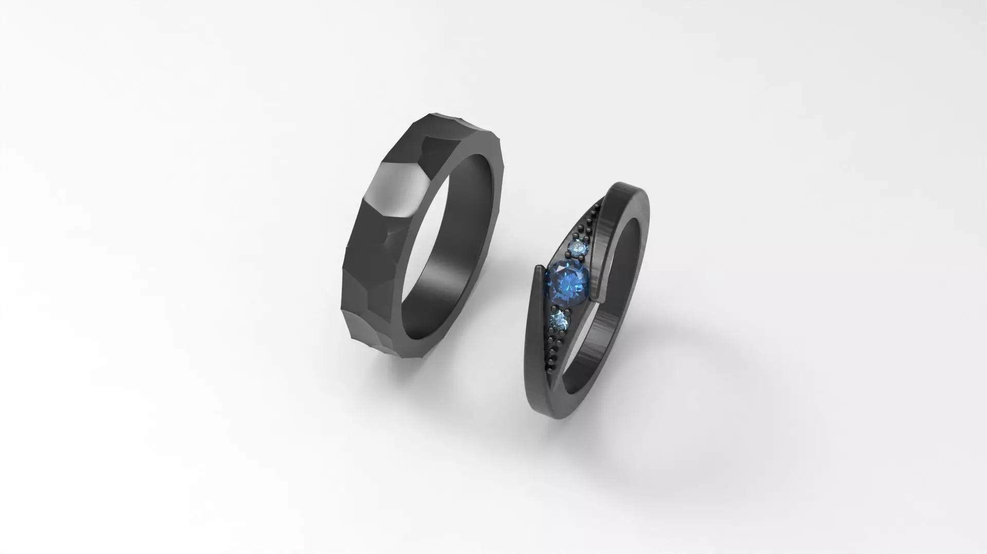 black rustic wedding ring 3D print model_0