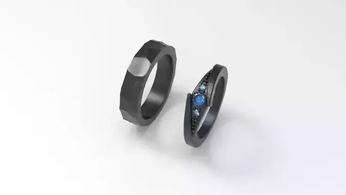 black rustic wedding ring
