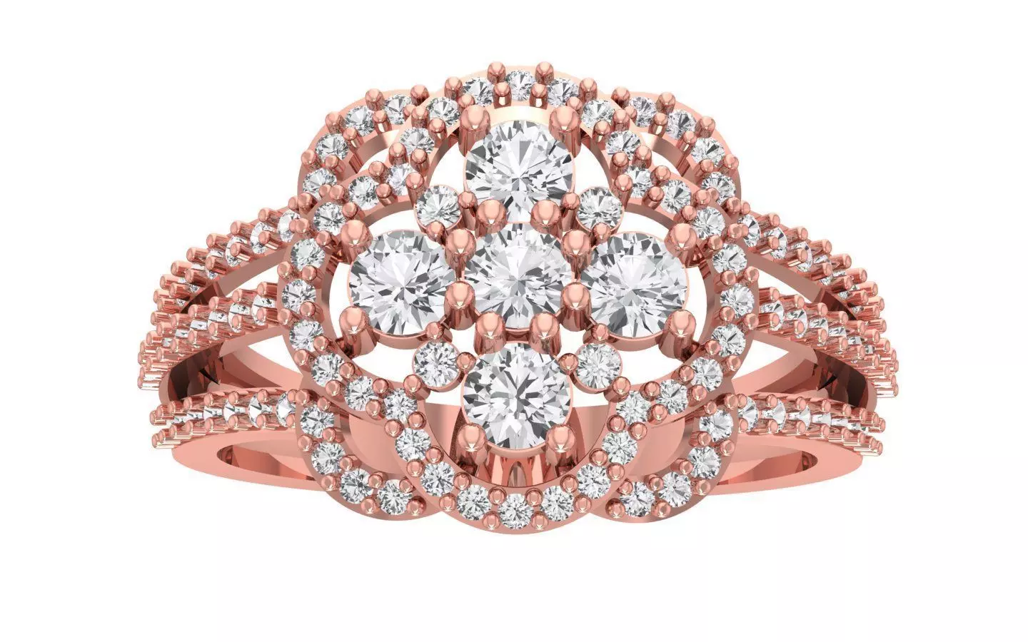 Engagement Wedding Solitaire Three Band Bridal Ring 3D print model_0