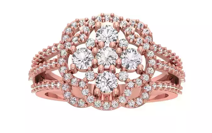Engagement Wedding Solitaire Three Band Bridal Ring 3D print model