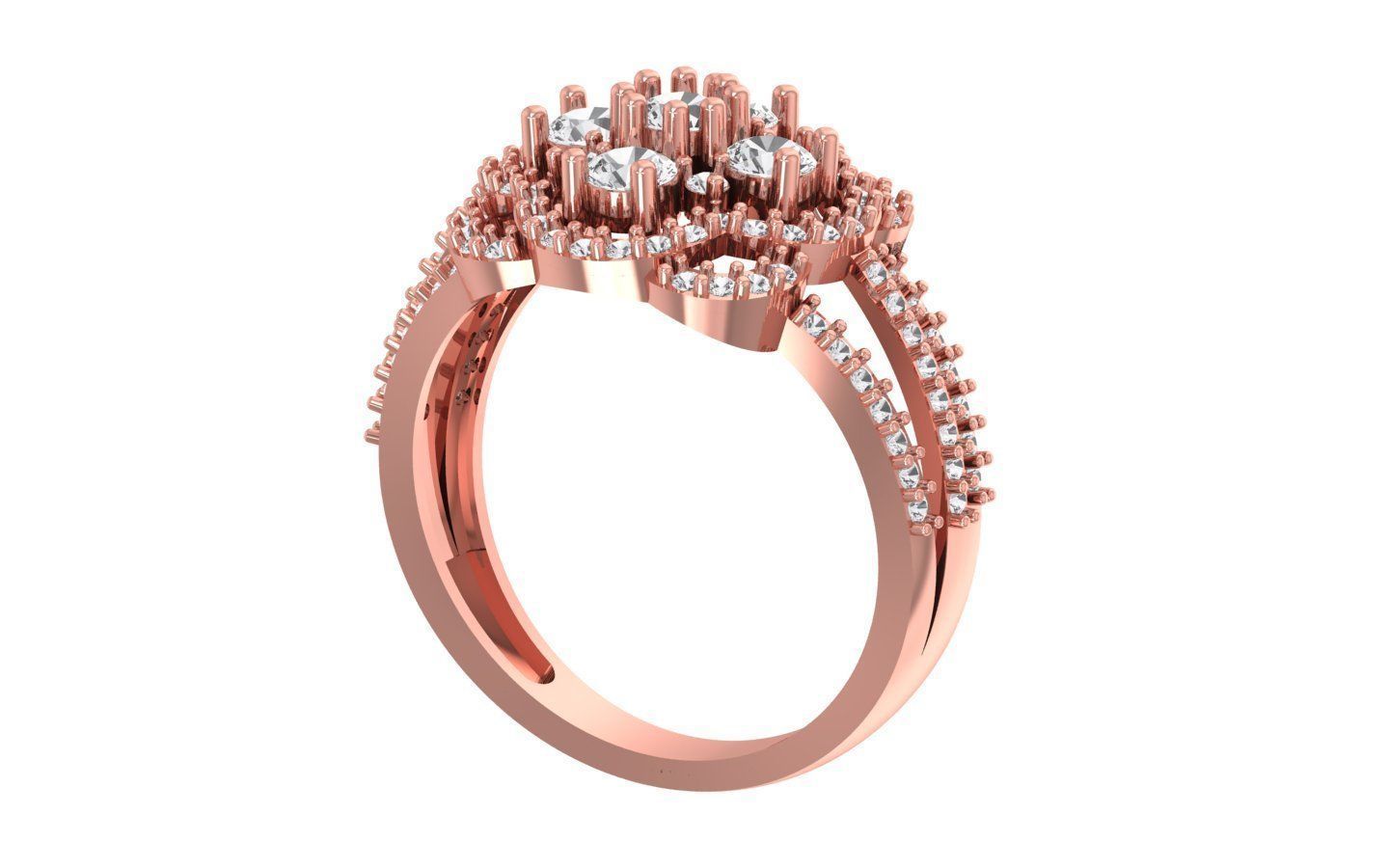 Engagement Wedding Solitaire Three Band Bridal Ring 3D print model_1