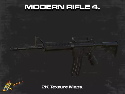 Modern Rifle 4 Low-poly 3D model_0