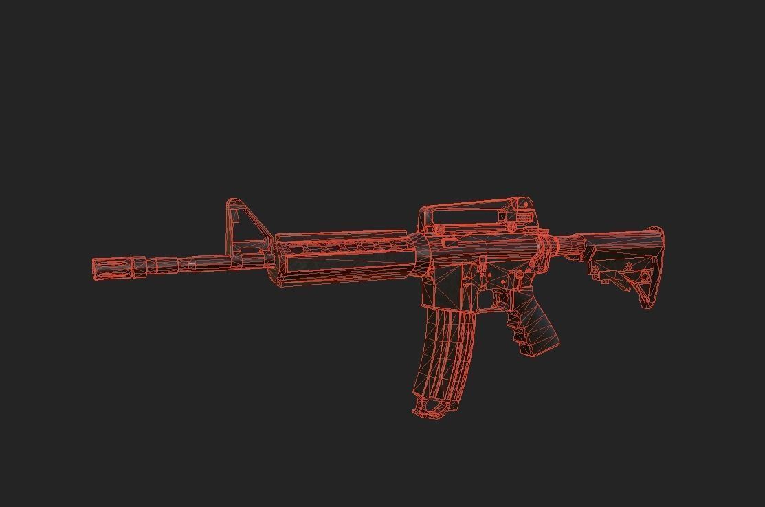 Modern Rifle 4 Low-poly 3D model_6