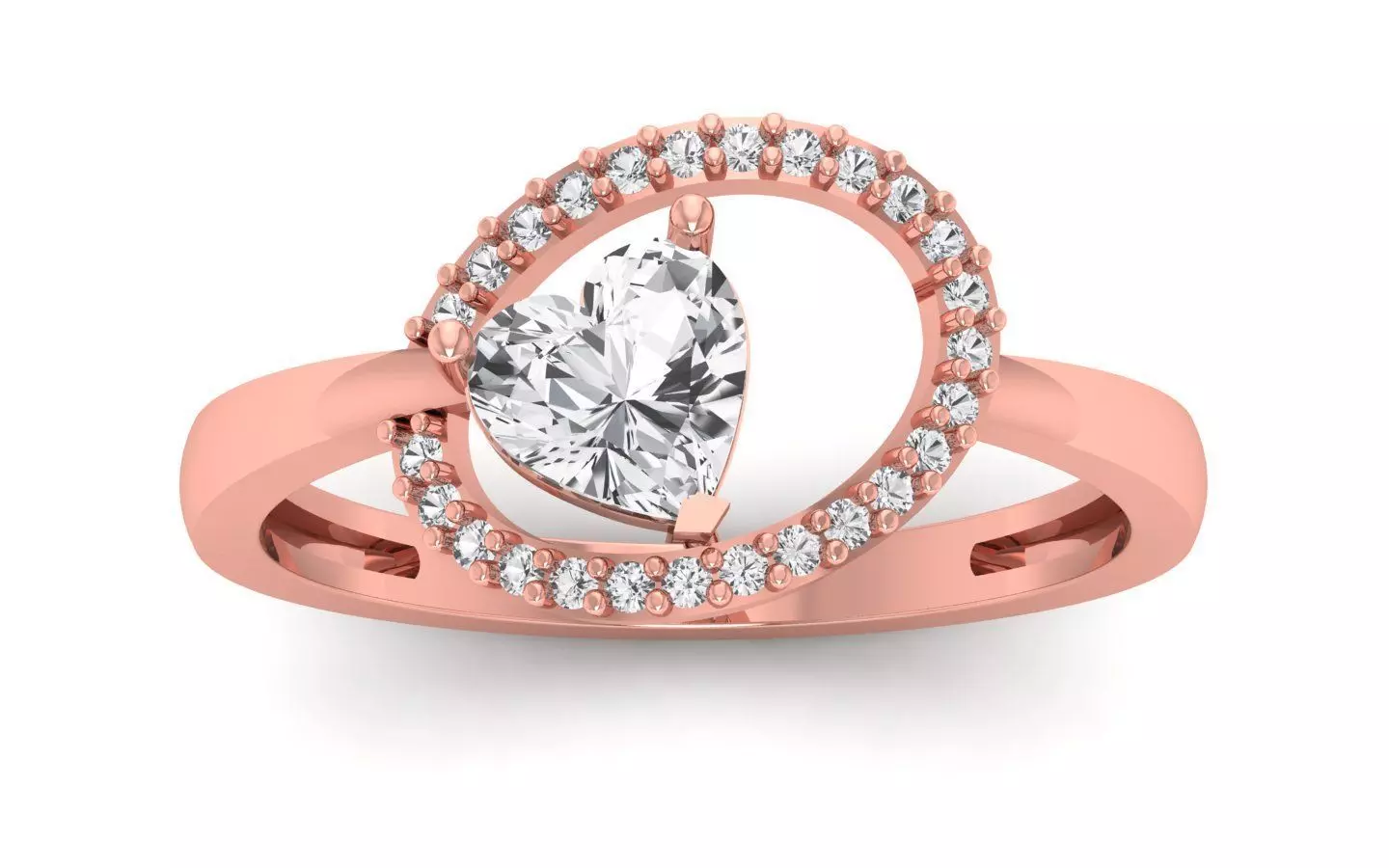 Engagement Wedding Solitaire Heart Ring 3D print model_0