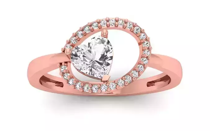 Engagement Wedding Solitaire Heart Ring 3D print model