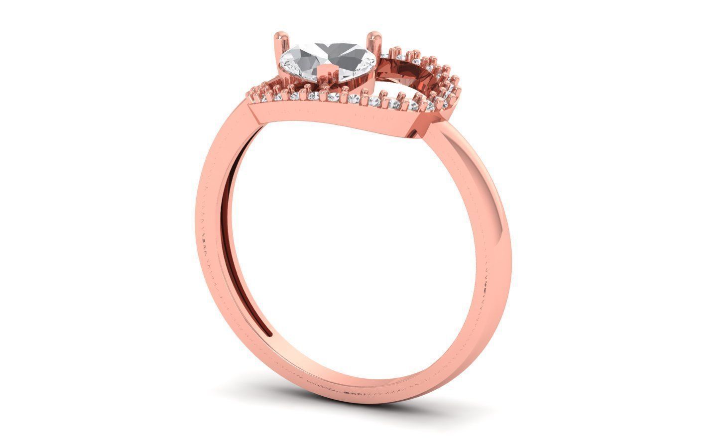 Engagement Wedding Solitaire Heart Ring 3D print model_2