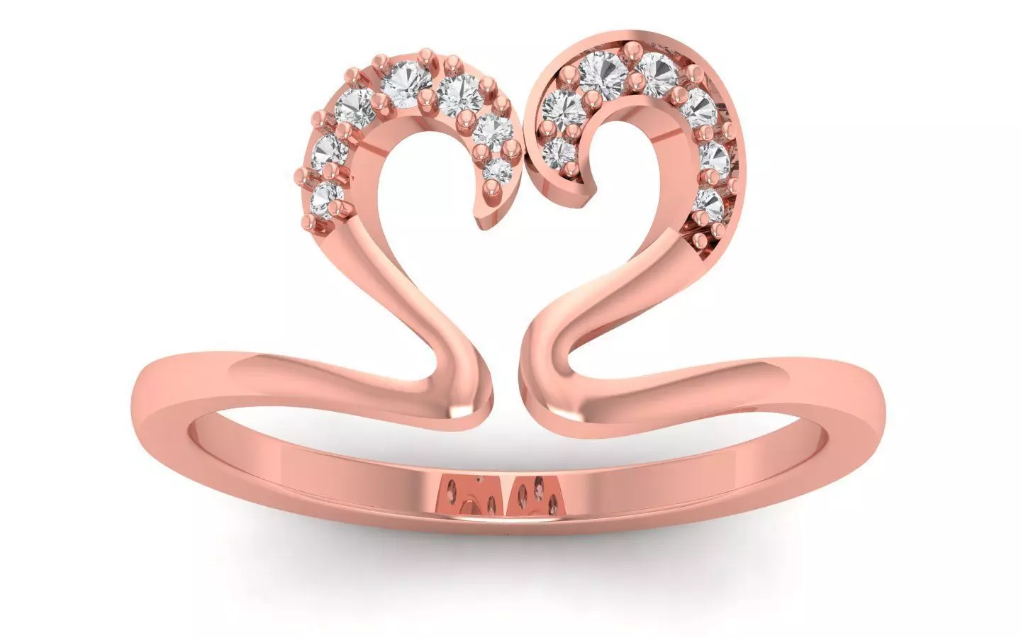 Engagement Wedding Solitaire Heart Ring 3D print model_0