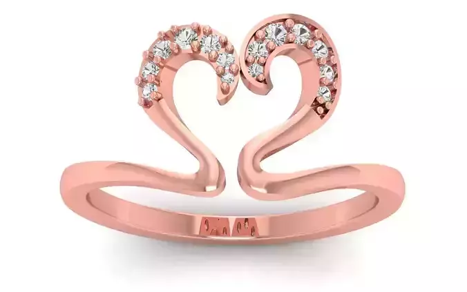 Engagement Wedding Solitaire Heart Ring 3D print model