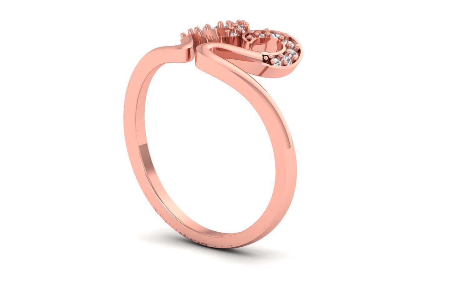Engagement Wedding Solitaire Heart Ring 3D print model_1
