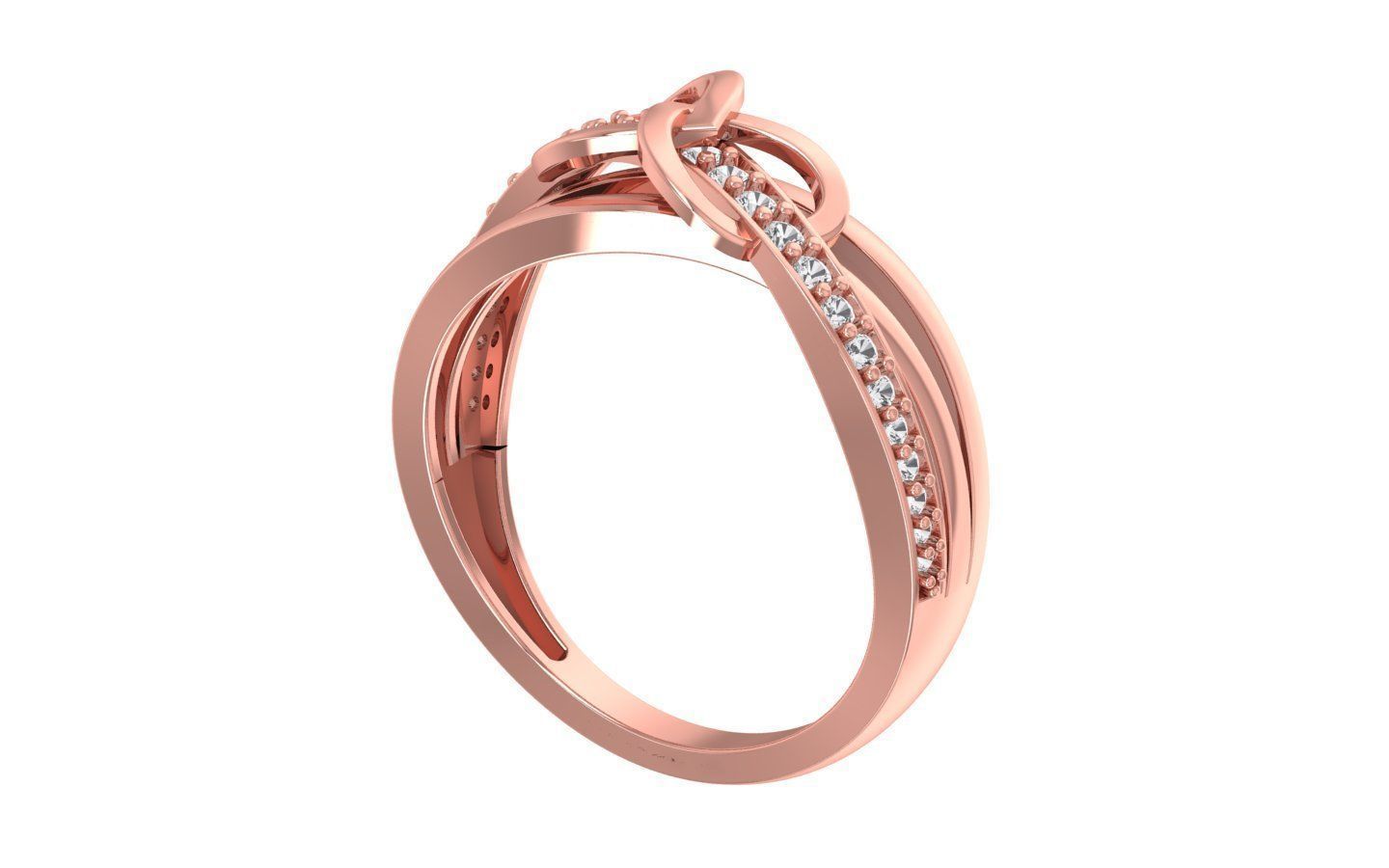 Engagement Wedding Solitaire Bypass Three Band Heart Ring 3D print model_1