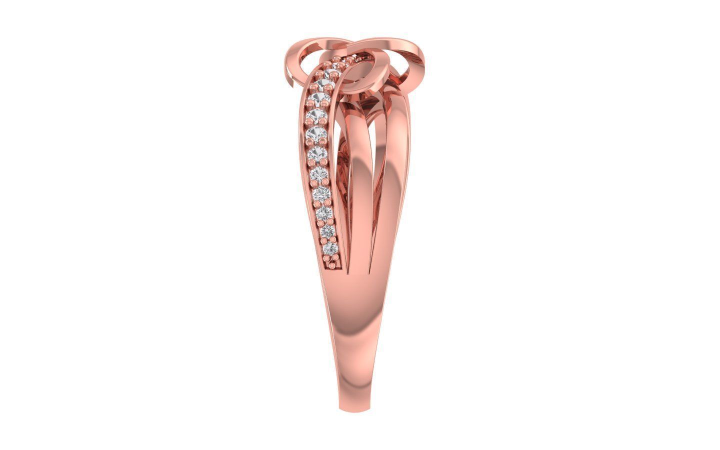 Engagement Wedding Solitaire Bypass Three Band Heart Ring 3D print model_2