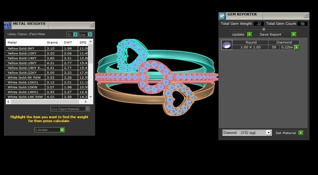 Engagement Wedding Solitaire Three Band Heart Ring 3D print model_3