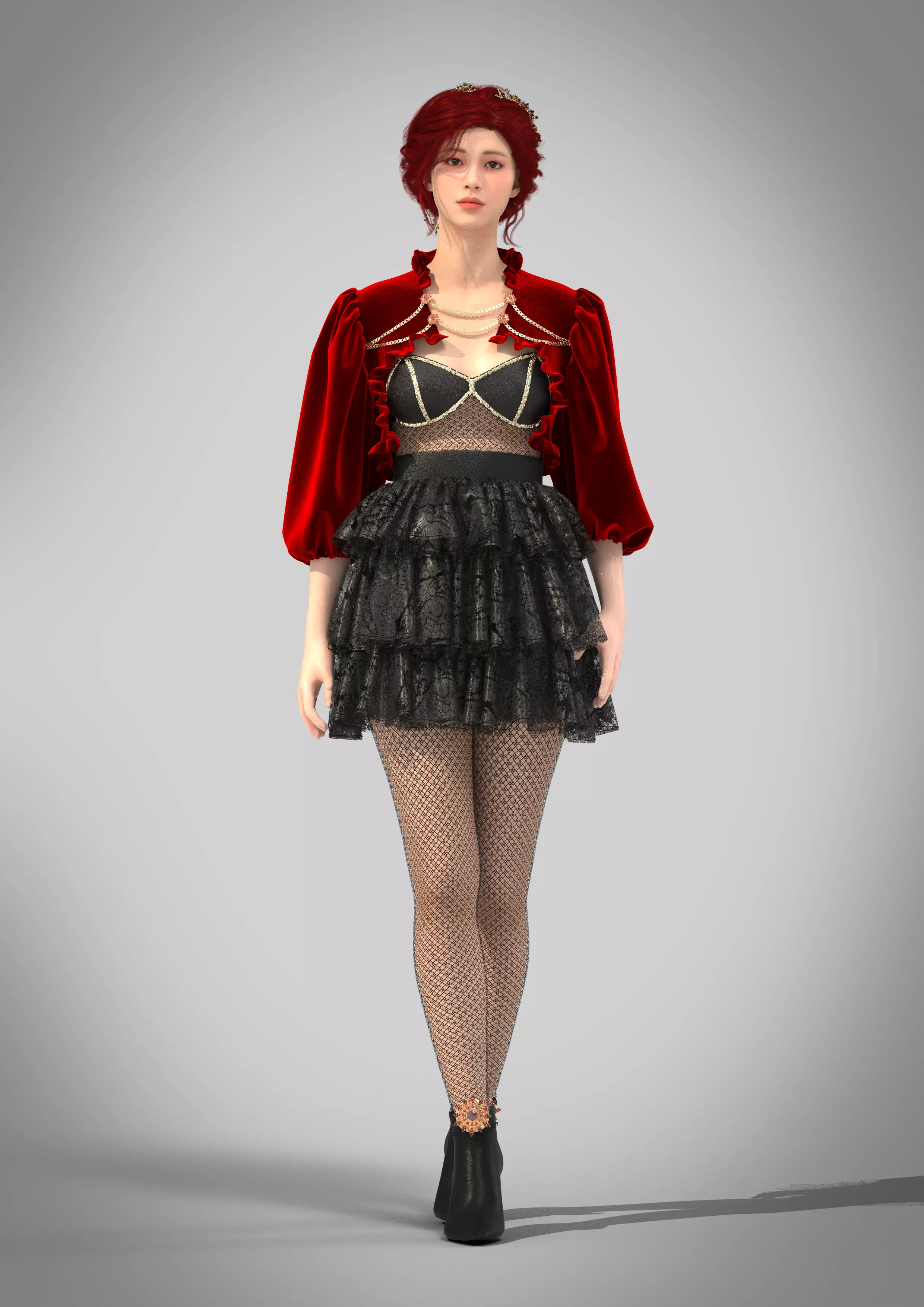 Bra top mini skirt set 3D model