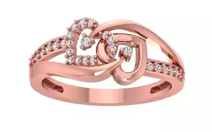 Engagement Wedding Solitaire Double Band Heart Ring 3D print model