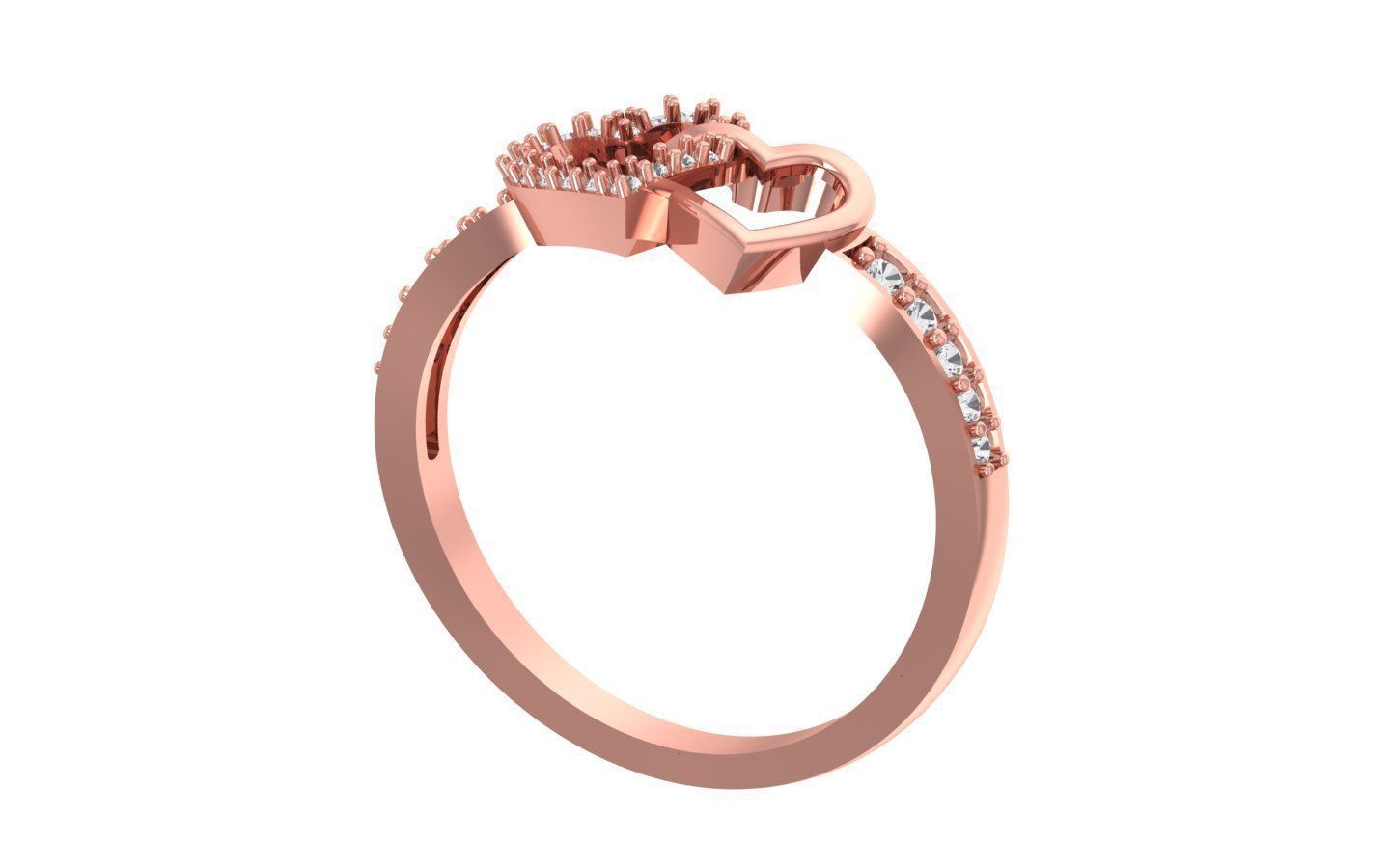 Engagement Wedding Solitaire Heart Ring 3D print model_2