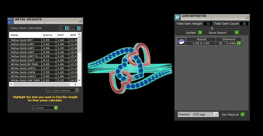 Engagement Wedding Solitaire Double Band Heart Ring 3D print model_3