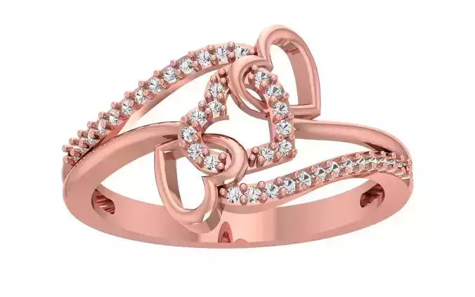 Engagement Wedding Solitaire Double Band Heart Ring 3D print model