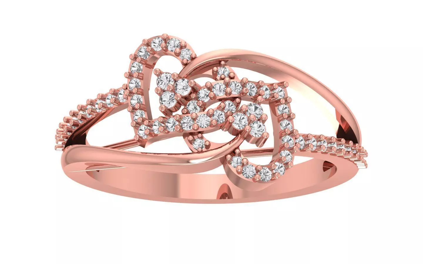 Engagement Wedding Solitaire Double Band Heart Ring 3D print model_0