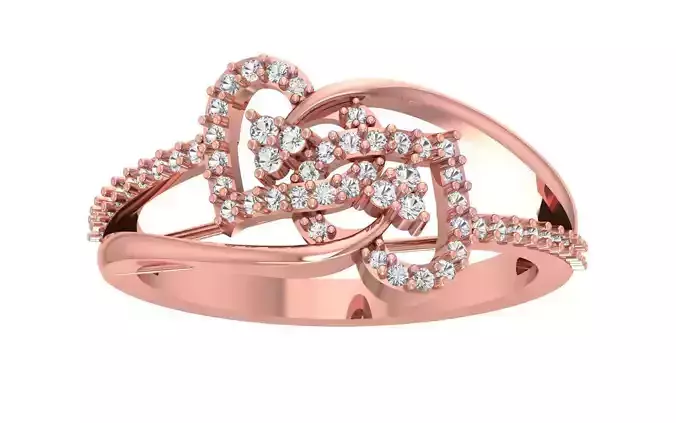 Engagement Wedding Solitaire Double Band Heart Ring 3D print model