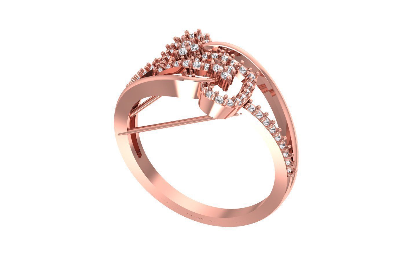 Engagement Wedding Solitaire Double Band Heart Ring 3D print model_2