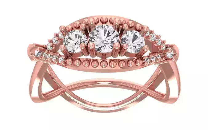 Engagement Wedding Solitaire Three Band Ring