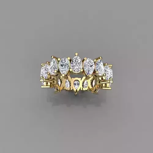 Pear Eternity Ring 3d Model and Render 