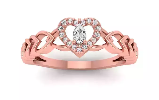 Engagement Wedding Solitaire Heart Ring 3D print model