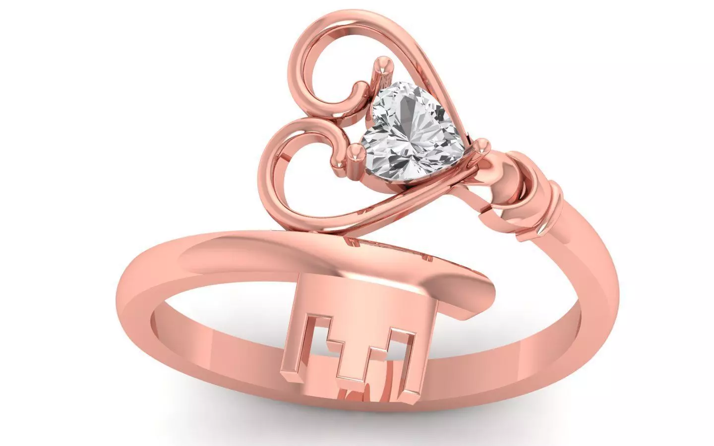 Engagement Wedding Solitaire Heart Ring 3D print model_0