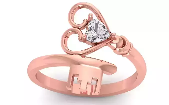 Engagement Wedding Solitaire Heart Ring 3D print model