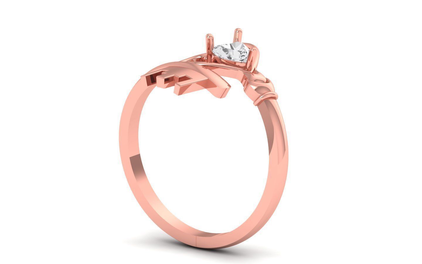 Engagement Wedding Solitaire Heart Ring 3D print model_2